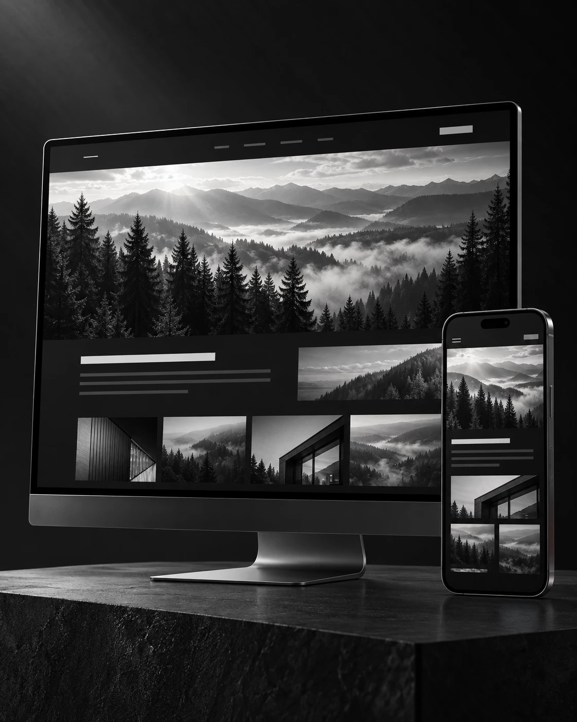 Website auf Desktop und Smartphone mit Schwarzwaldmotiv